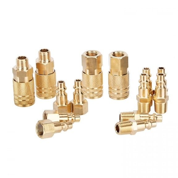 CURYMAY Quick Connect Brass Air Coupler and Plug Kit, 1/4 Inch NPT Fittings, Air Compressor Accessories, 14 Count