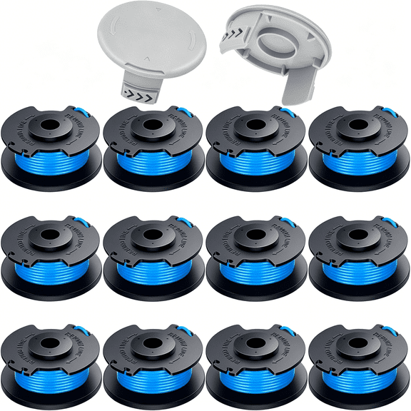 CURYMAY Replacement Spool for Weed Wacker String,0.065 11Ft Auto-Feed Line,Cordless Trimmers(12 Spools+2 Caps)