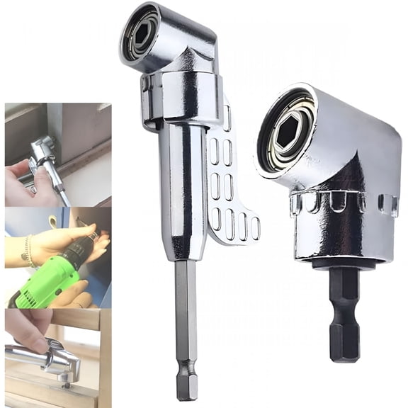 CURYMAY Right Angle Drill Adapter,105 Degree Drill Adapter,Right Angle Drill Attachment,1/4" Hex Shank Driver Angle Drill Attachment for Household Work(Long+Short)