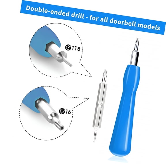 CURYMAY Ring Doorbell Screwdriver-T6 T15 Bit Double-Ended,Fits All Video Doorbells,Battery&Wifi Access
