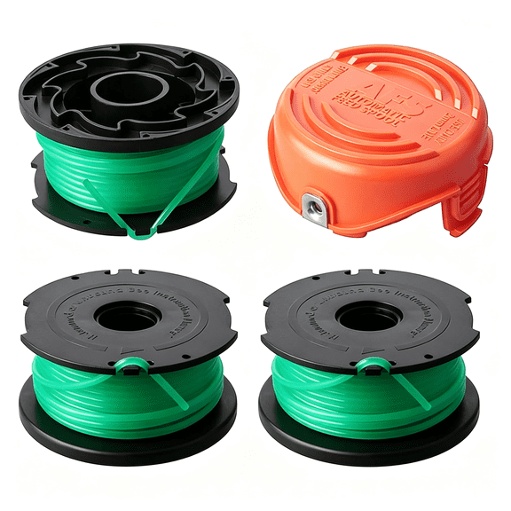 CURYMAY Sf-080 String Trimmer Spool Line Compatible with Black and Decker Sf-080-Bkp 20Ft 0.080" Gh3000 Lst540 Gh3000R Lst540B Weed Eater Auto Feed Single Line with 90583594 Cap Covers Parts
