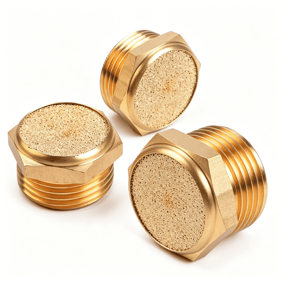 CURYMAY Sintered Bronze Pneumatic Exhaust Muffler,3/8" Npt Male Air Silencer Fitting (Pack of 3)