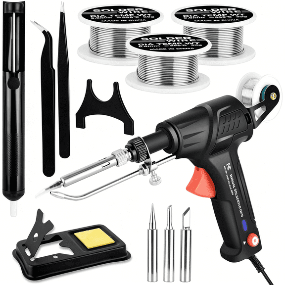 CURYMAY Soldering Gun Kit,120W Adjustable Temp Multi-Function Soldering Iron Set,Soldering Iron Kit for Electronics Welding Repair (11-Piece Set)