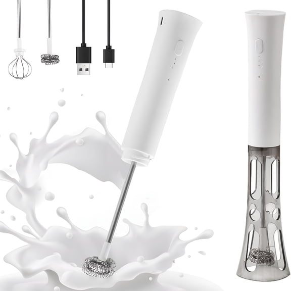CURYMAY Splash-Proof Handheld Milk Frother with Cover - Rechargeable Milk Frother Wand,Fast Charging,Silent Whisk for Coffee,Matcha,Lattes,Cappuccino