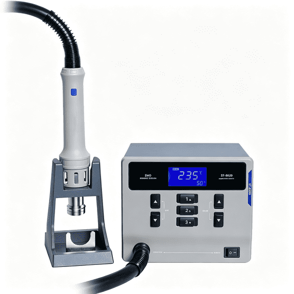 CURYMAY St-862D Lead-Free Hot Air Gun Soldering Station Intelligent Digital Display 1000W St862D Rework Station for Pcb Chip Soldering Repair,Precise Temp Hot Air Rework Station