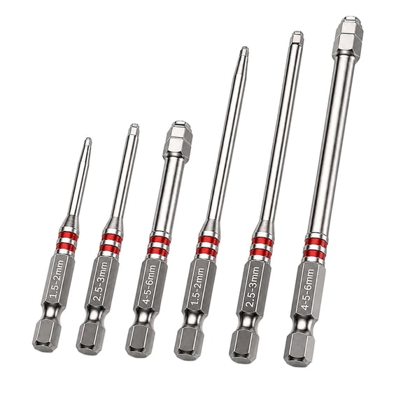 CURYMAY Stepped Hex Drill Bit Set 6-Piece,Magnetic Metric Allen Wrench Bits for Power Drill,Pagoda Design (1.5Mm-6Mm),S2 Alloy Steel Hrc60,1/4" Quick Change Shank,65Mm & 100Mm Length (1 Set)