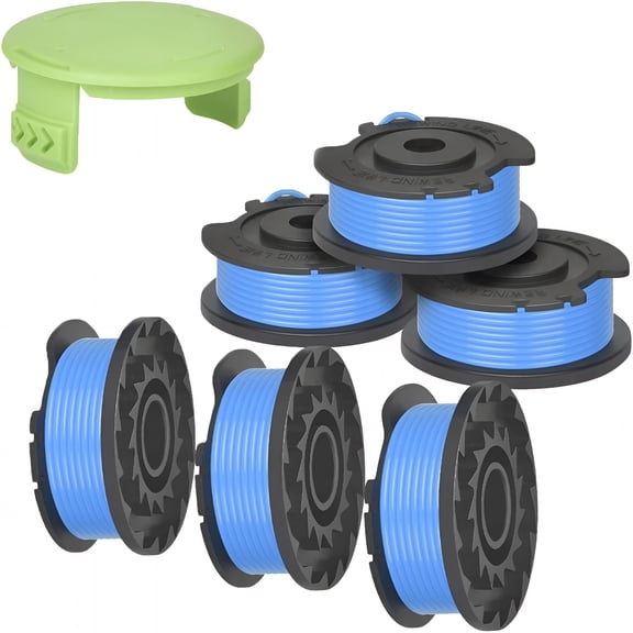 CURYMAY String Trimmer Line Spool - Single Line Auto-Feed Replacement Trimmer Line Spool for Greenworks, 6 Spools & 1 Cap
