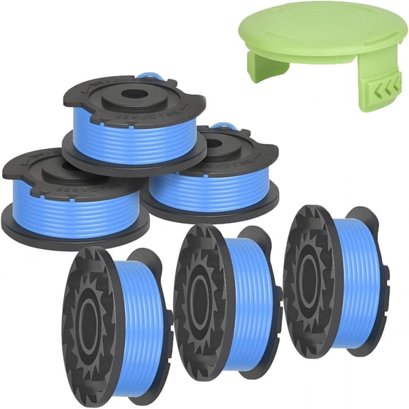 CURYMAY String Trimmer Line Spool - Single Line Auto-Feed Replacement Trimmer Line Spool for Greenworks, 6 Spools & 1 Cap