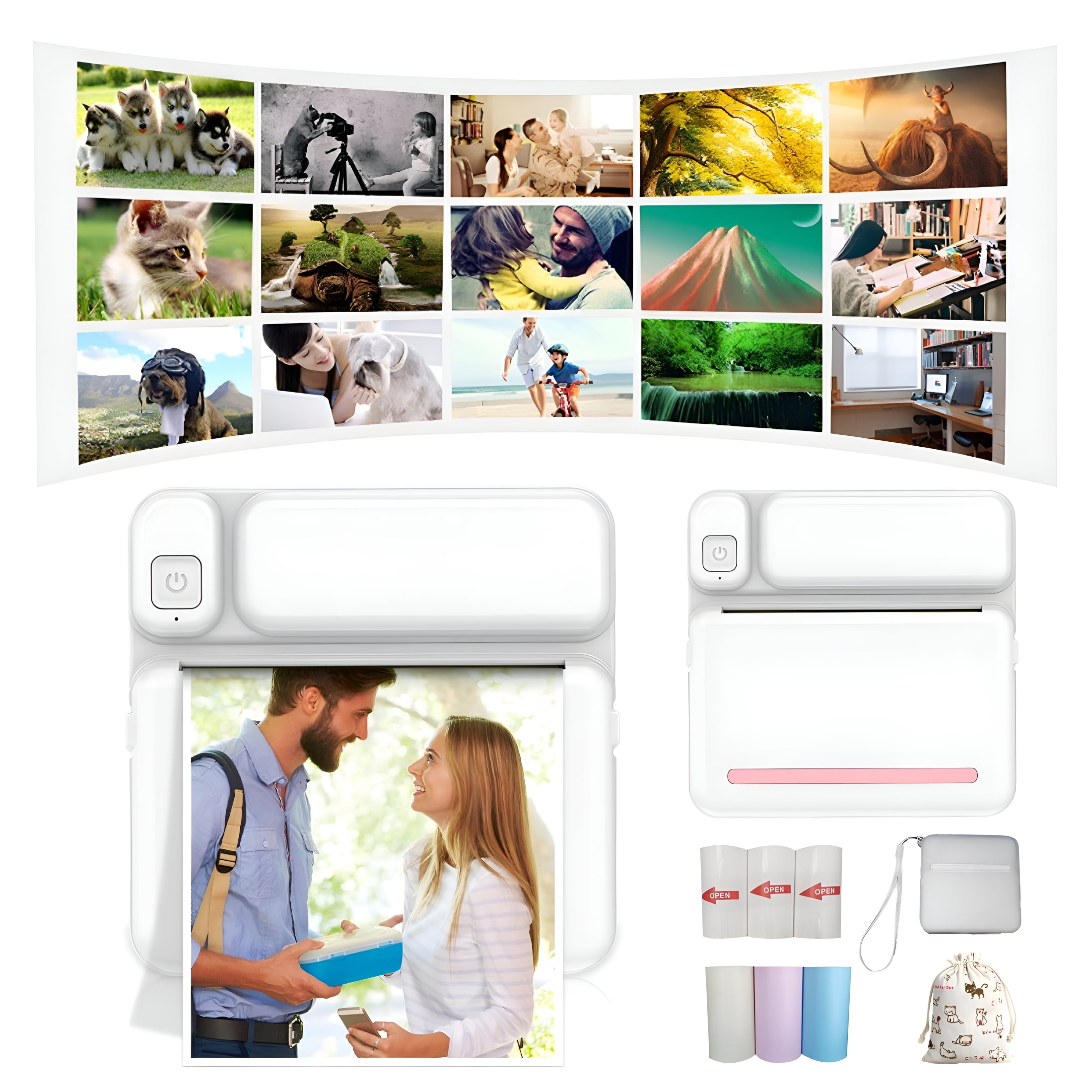CURYMAY Thermal Portable Bluetooth Printers 57Mm Mini Wireless Pos Thermal Image Photo Printers for Android Ios Mobile Phone