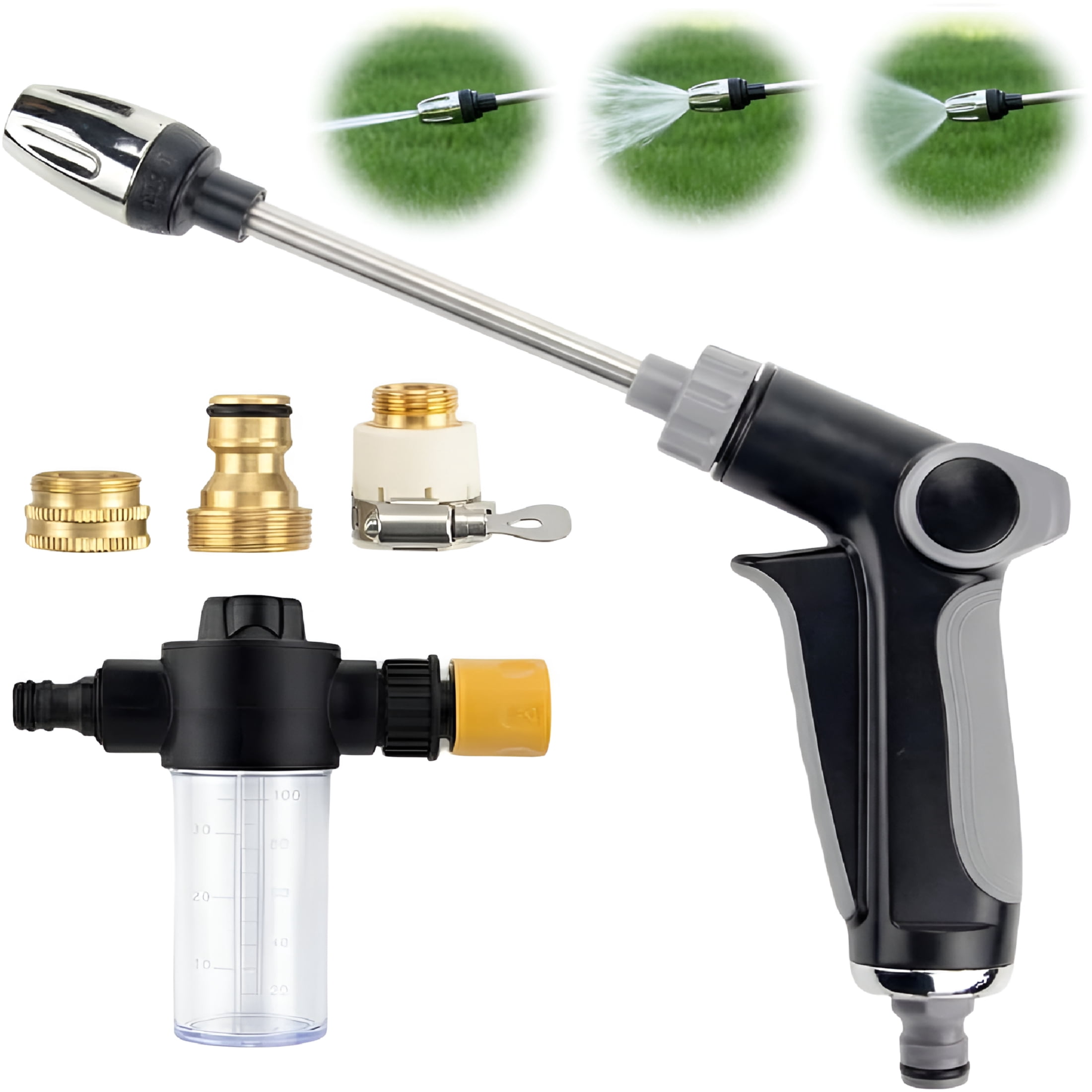 CURYMAY Turn Any Hose into a High Pressure Water Cleaning Jet,Heavy Duty Garden Hose Nozzle, Multi Function Lawn & Garden Watering Sprayer, Spray Nozzles for Cleaning Yard Pets Car