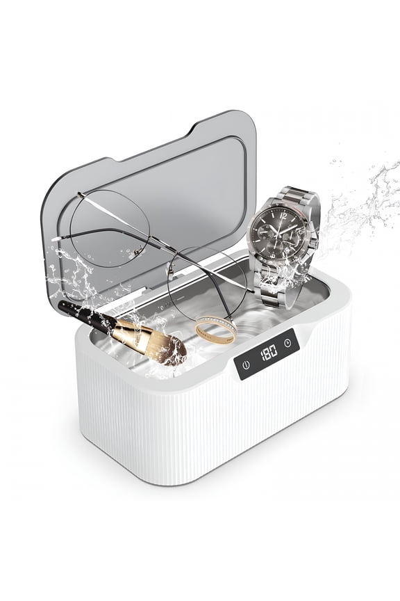 Ultrasonic Jewelry Cleaner,17Oz 47kHz Professional Jewelry Cleaner,3 Modes with Digital Timer,Portable Ultrasonic Cleaner for Jewelry,Eyeglasses,Rings,Watch Strap,White