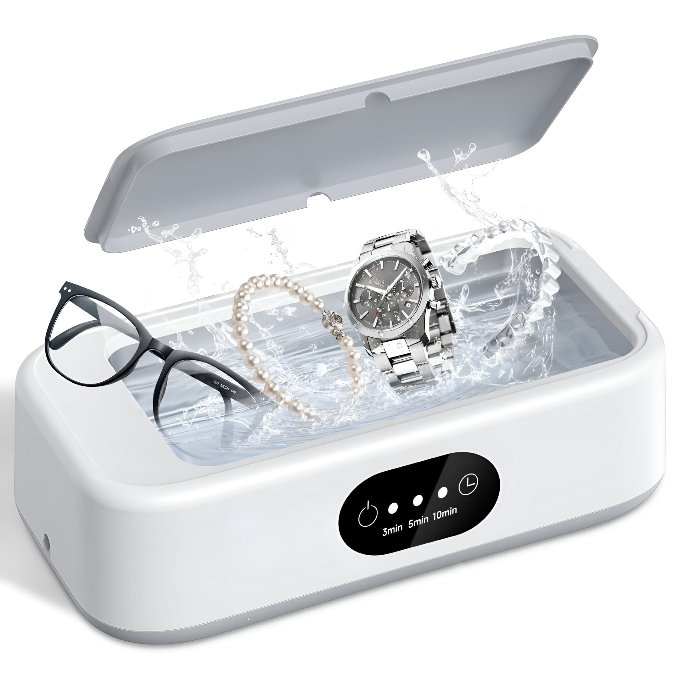 CURYMAY Ultrasonic Jewelry Ring Cleaner, 49KHz, 24Oz(705mL), 48W, Portable Professional Ultrasonic Cleaning Machine for Jewelry, Eyeglass, Watches, Ring, Blade Razor