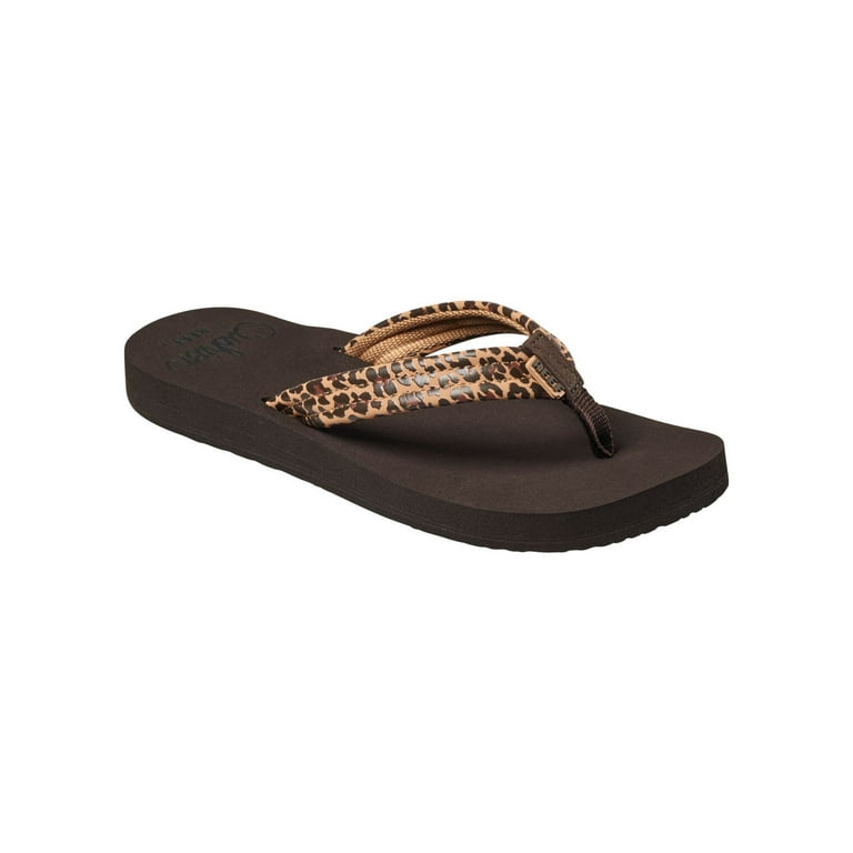 CUSHION COLLECTION BY REEF Womens Beige Animal Print Cushioned Breeze Round Toe Slip On Flip Flop Sandal 9 Walmart