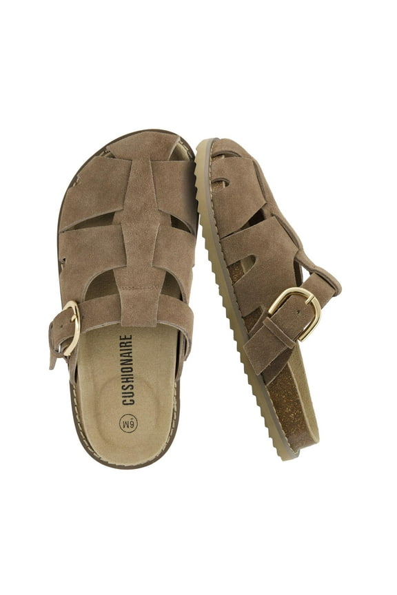 Benson Genuine Suede Clogs for Women – Adjustable Buckle Sandal with Memory Foam TAUPE 11