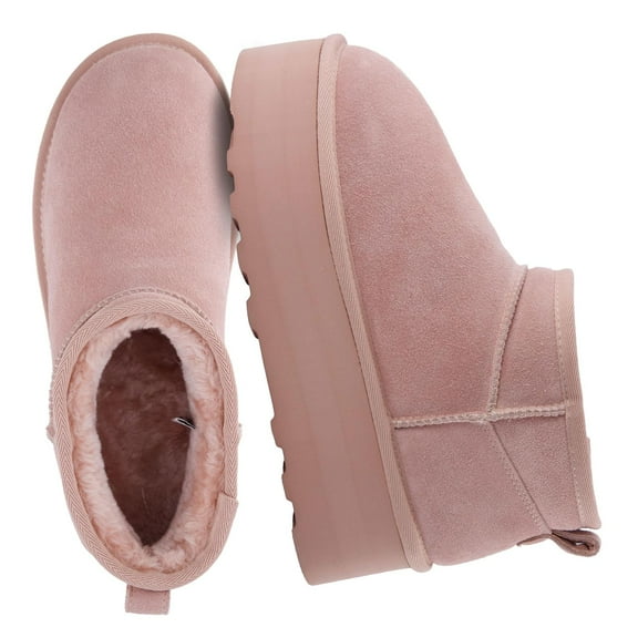 Cushionaire Hippy Women’s Suede Platform Ankle Boots – Water-Resistant Genuine Suede, Faux Fur Lining, Cozy Winter Slip-On Design, Comfortable Footwear with Wide Widths Available