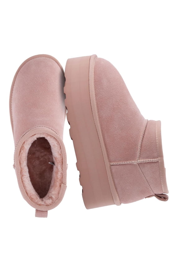 Hippy Women’s Suede Platform Ankle Boots – Water-Resistant Genuine Suede, Faux Fur Lining, Cozy Winter Slip-On Design, Comfortable Footwear with Wide Widths Available