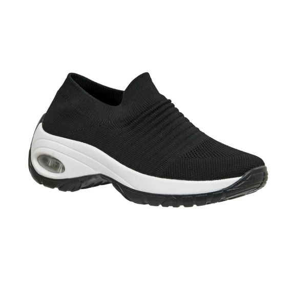 CUSHIONAIRE Women's Breeze Stretch Knit Slip on Athletic Shoe +Memory Foam & LiteSole Technology