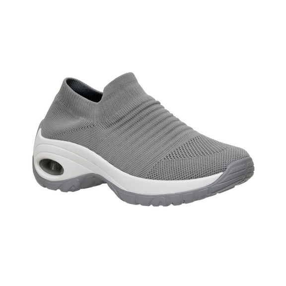 CUSHIONAIRE Women's Breeze Stretch Knit Slip on Athletic Shoe +Memory Foam & LiteSole Technology