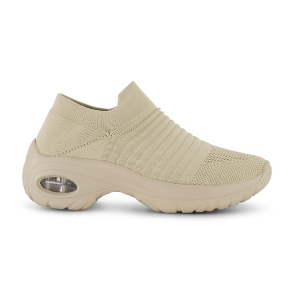 CUSHIONAIRE Women's Breeze Stretch Knit Slip on Athletic Shoe +Memory Foam & LiteSole Technology