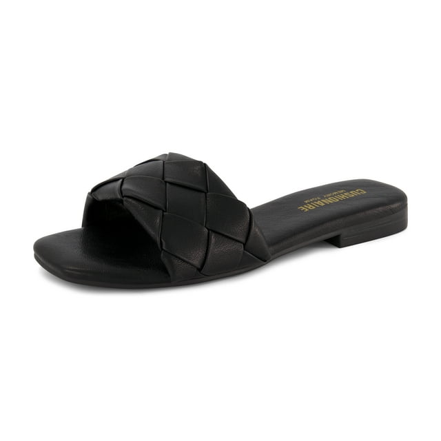 CUSHIONAIRE Women's Franca Woven Slide Sandal With Memory Foam, Wide Widths Available