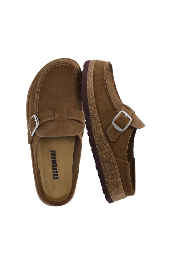 Hobby Genuine Leather Cork Footbed Clogs for Women - Suede Casual Shoes with Cushioned Comfort, Arch Support, Buckle Strap | Slip-On Mules