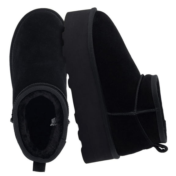 Cushionaire Hippy Women’s Suede Platform Ankle Boots – Water-Resistant Genuine Suede, Faux Fur Lining, Cozy Winter Slip-On Design, Comfortable Footwear with Wide Widths Available