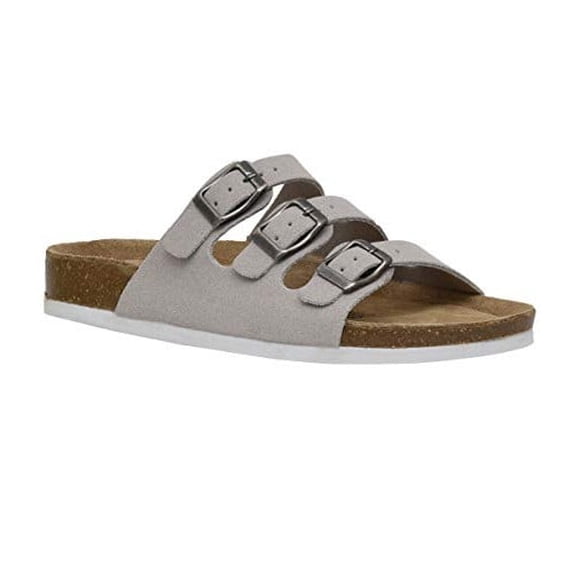 Cushionaire Lela Cork Footbed Sandal for Women - Triple Band Slide Sandal with Genuine Suede Insoles and +Comfort