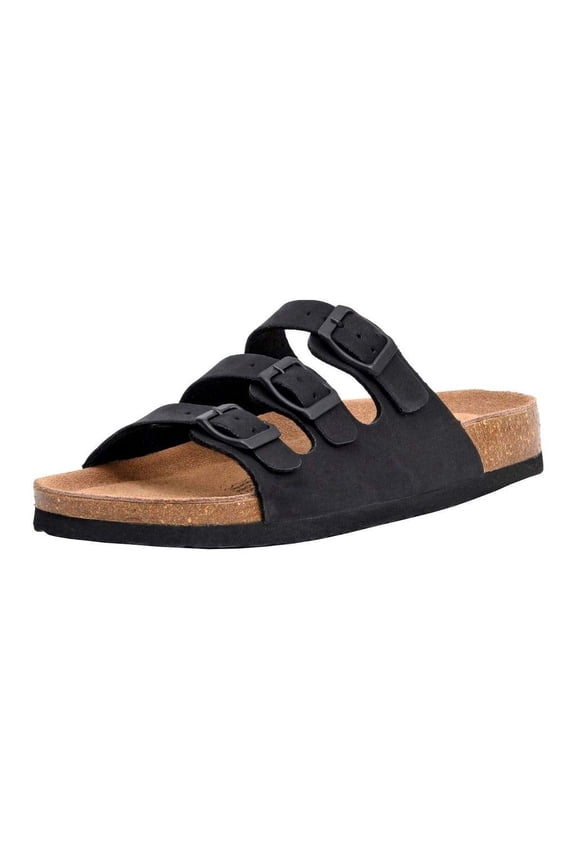 Lela Cork Footbed Sandal for Women - Triple Band Slide Sandal with Genuine Suede Insoles and +Comfort