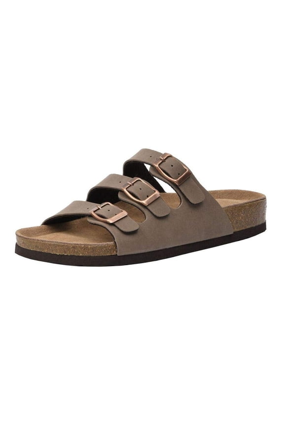 Lela Cork Footbed Sandal for Women - Triple Band Slide Sandal with Genuine Suede Insoles and +Comfort