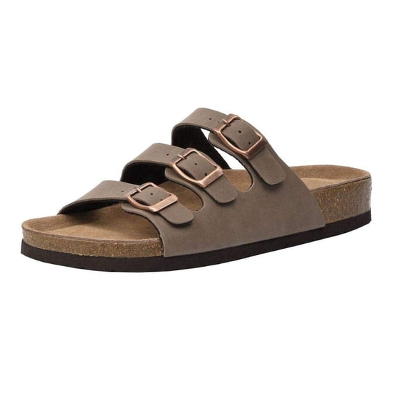 Cushionaire Lela Cork Footbed Sandal for Women - Triple Band Slide Sandal with Genuine Suede Insoles and +Comfort