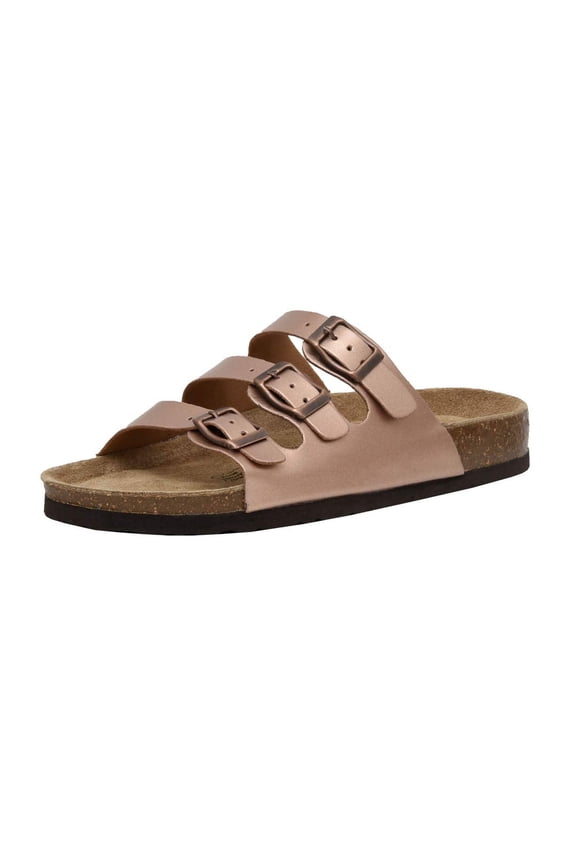 Lela Cork Footbed Sandal for Women - Triple Band Slide Sandal with Genuine Suede Insoles and +Comfort