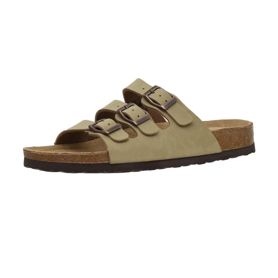 Cushionaire Lela Cork Footbed Sandal for Women - Triple Band Slide Sandal with Genuine Suede Insoles and +Comfort