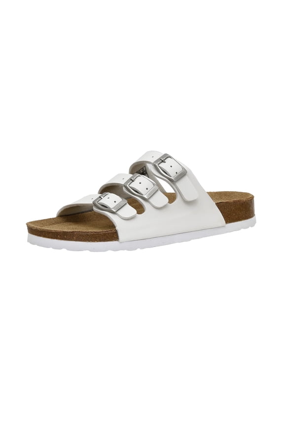 Lela Cork Footbed Sandal for Women - Triple Band Slide Sandal with Genuine Suede Insoles and +Comfort
