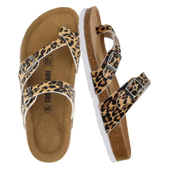 Cushionaire Luna Cork Footbed Sandals for Women – Comfortable Slip-On Women's Shoes with Genuine Suede Footbed & Arch Support | Slides for Women