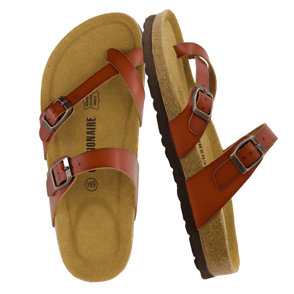 Cushionaire Luna Cork Footbed Sandals for Women – Comfortable Slip-On Women's Shoes with Genuine Suede Footbed & Arch Support | Slides for Women