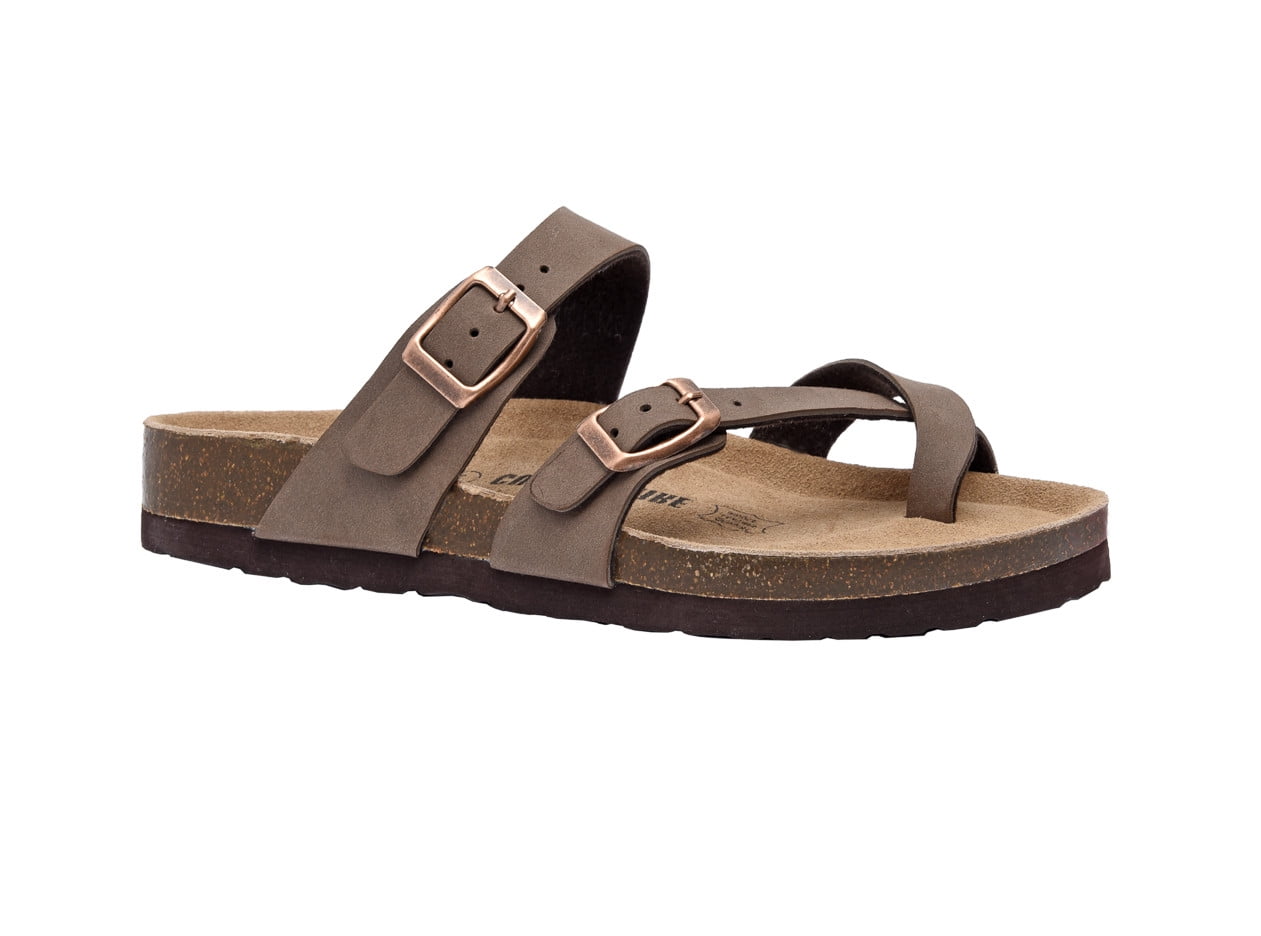 CUSHIONAIRE Women's Luna Cork Footbed Sandal with