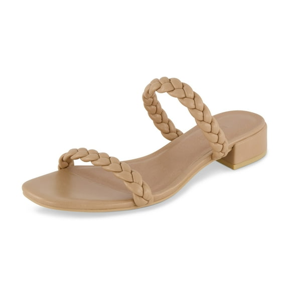 CUSHIONAIRE Women's Neptune Braided Low Block Heel Sandal  Memory Foam