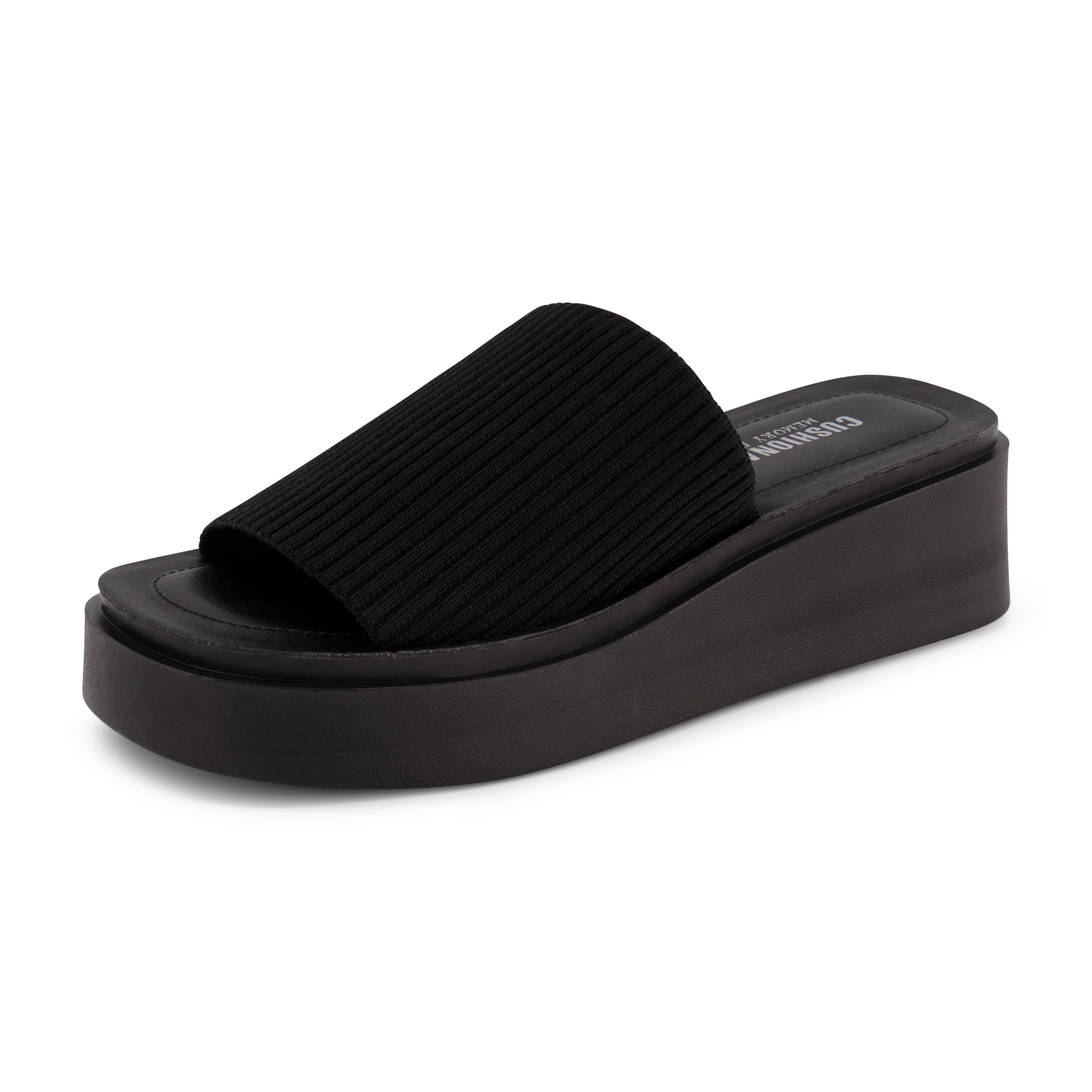 CUSHIONAIRE Women's Soft Cushioned Pim Knit Platform Sandal