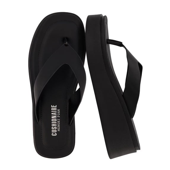 Cushionaire Pippin Chunky Platform Flip Flops - Stylish Wedge Thong Sandals for Women with Cushioned Footbed and Durable Flatform Sole