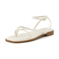 thumbnail image 1 of CUSHIONAIRE Women's Vida strappy flat sandal +Memory Foam and Wide Widths Available, Cream 6, 1 of 5