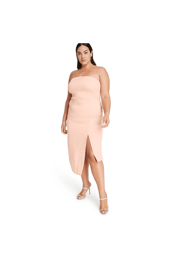 Women's Plus Size Strapless Side-Slit Dress - Blush Pink, 18W