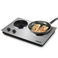CUSIMAX 1800W Double Hot Plate for Cooking Double Burners Electric Countertop Burner Cast Iron