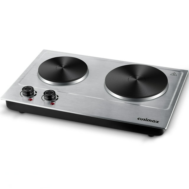 CUSIMAX 1800W Electric Double Hot Plate, Stainless Steel, Portable