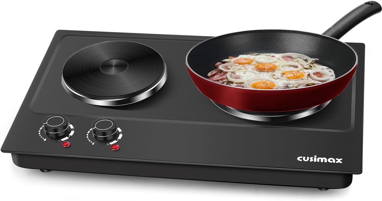 CUSIMAX 1800W Electric Double Hot Plate for Cooking, with Adjustable