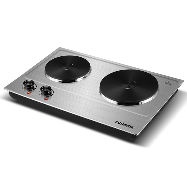 Cusimax Small Counter Stove, 1800W Dual Burner, Modern Stainless ...