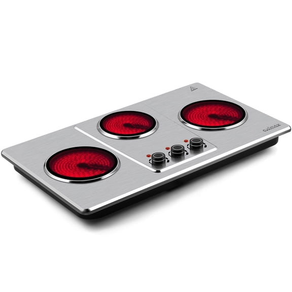 “CUSIMAX 1800W Triple-Burner Infrared Ceramic Cooktop – Portable Stainless Steel Countertop Stove for Fast, Energy-Saving Cooking”