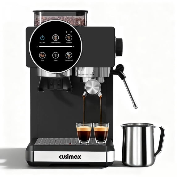 CUSIMAX 20‑Bar Espresso Machine with Built‑In Grinder & Milk Frother — Professional‑Grade Cappuccino & Latte Maker with Large Removable Water Tank for Home Baristas
