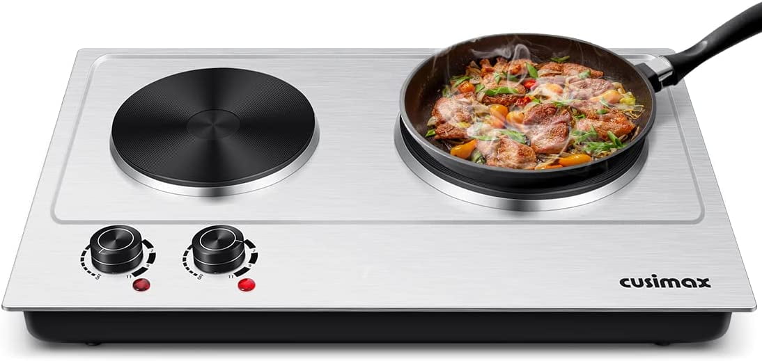 CUSIMAX Double Hot Plate for cooking 1800W Portable Electric Double