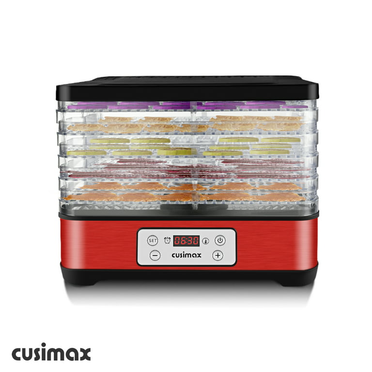 CUSIMAX Electric Dryer Dehydrators Machine,with Digital Timer & Temperature  Control,for Beef Jerky Fruits Meat Herbs Vegetables, 5 BPA-Free Trays,  Overheat Protection,Red 