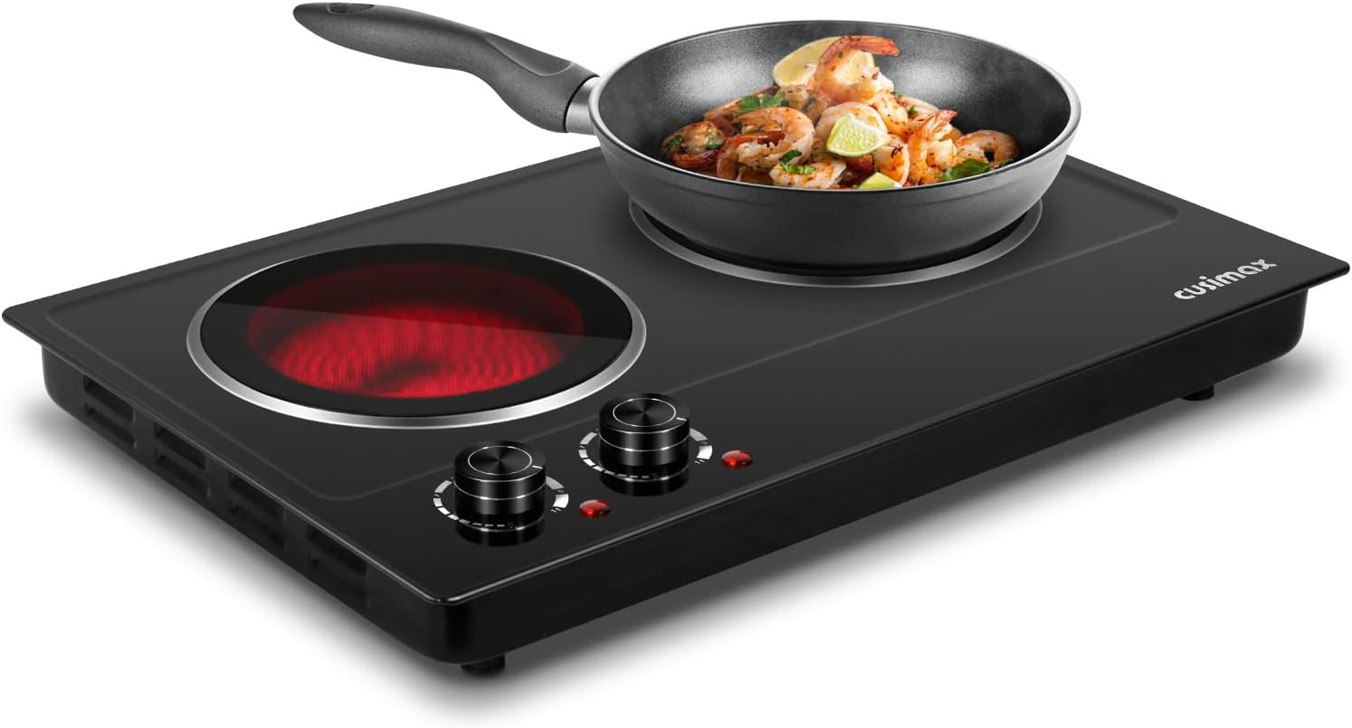 CUSIMAX Hot Plate 1800W Electric Burner Double Hot Plate for Cooking